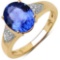 2.53 Carat Genuine Tanzanite and White Diamond 14K Yellow Gold Ring