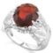 5 CARAT CREATED GARNET & 4 CARAT (40 PCS) FLAWLESS CREATED DIAMOND 925 STERLING SILVER RING