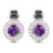 2.29 Carat Genuine Amethyst, Black Diamond and White Diamond .925 Sterling Silver Earrings