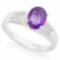 1 CARAT AMETHYST & DIAMOND 925 STERLING SILVER RING