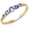 0.36 Carat Genuine Tanzanite and White Diamond 14K Yellow Gold Ring