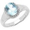 1.63 Carat Genuine Aquamarine & White Topaz .925 Sterling Silver Ring