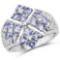 1.65 Carat Genuine Tanzanite and White Topaz .925 Sterling Silver Ring