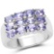 2.07 Carat Genuine Tanzanite and White Diamond .925 Sterling Silver Ring