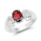 1.65 Carat Genuine Garnet and White Topaz .925 Sterling Silver Ring