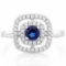 3/5 CARAT CREATED BLUE SAPPHIRE & 2/5 CARAT (44 PCS) FLAWLESS CREATED DIAMOND 925 STERLING SILVER HA