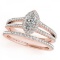 CERTIFIED 14KT ROSE GOLD 1.00 CT G-H/VS-SI1 DIAMOND HALO BRIDAL SET