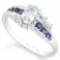 AQUAMARINE & 3 2/5 CARAT (8 PCS) GENUINE SAPPHIRE 925 STERLING SILVER RING