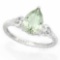 1 1/2 CARAT GREEN AMETHYST & DIAMOND 925 STERLING SILVER RING