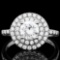 1 4/5 CARAT (53 PCS) FLAWLESS CREATED DIAMOND 925 STERLING SILVER HALO RING