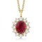 Oval Ruby and Diamond Pendant Necklace 14k Yellow Gold (3.60ctw)