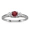 Certified 14k White Gold Round Garnet And Diamond Ring 0.22 CTW