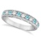 Diamond and Aquamarine Band Filigree Design Ring 14k White Gold (0.60ct)