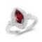 1.48 Carat Genuine Garnet and White Topaz .925 Sterling Silver Ring