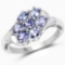 1.19 Carat Genuine Tanzanite .925 Sterling Silver Ring