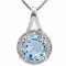 2 1/2 CARAT BABY SWISS BLUE TOPAZ & DIAMOND 925 STERLING SILVER PENDANT