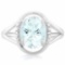 1 3/4 CARAT AQUAMARINE & DIAMOND 925 STERLING SILVER RING