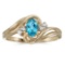 Certified 14k Yellow Gold Oval Blue Topaz And Diamond Ring 0.44 CTW