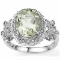 2.92 CARAT GREEN AMETHYST & GENUINE DIAMOND PLATINUM OVER 0.925 STERLING SILVER RING