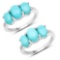 2.97 Carat Genuine Turquoise and White Zircon .925 Sterling Silver Ring