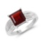 2.99 Carat Genuine Garnet and White Topaz .925 Sterling Silver Ring