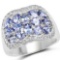 2.62 Carat Genuine Tanzanite and White Topaz .925 Sterling Silver Ring