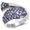 1.45 Carat Genuine Tanzanite and White Diamond .925 Sterling Silver Ring