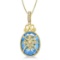 Blue Topaz and Diamond Byzantine Pendant Necklace 14k Yellow Gold (9.36ct)