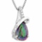 1.20 CT MYSTIC GEMSTONE & 2PCS CREATED DIAMOND 925 STERLING SILVER PENDANT