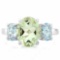 2 1/3 CARAT GREEN AMETHYST & 2 CARAT BABY SWISS BLUE TOPAZ 925 STERLING SILVER RING