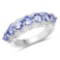 1.68 Carat Genuine Tanzanite and White Topaz .925 Sterling Silver Ring