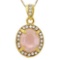 CREATED PINK SAPPHIRE & FLAWLESS CREATED DIAMOND 18K GOLD PLATED GERMAN SILVER PENDANT