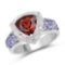 2.58 Carat Genuine Garnet, Tanzanite and White Topaz .925 Sterling Silver Ring