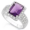 4 CARAT CREATED AMETHYST & 4 1/5 CARAT (42 PCS) FLAWLESS CREATED DIAMOND 925 STERLING SILVER HALO RI