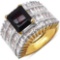 14K Yellow Gold Plated 6.50 Carat Garnet and White Cubic Zircon Brass Ring