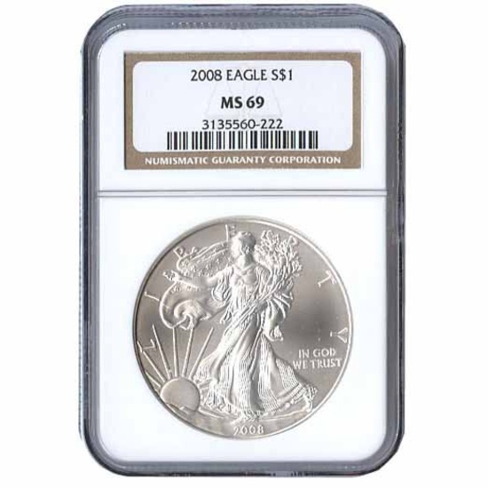 Certified Uncirculated Silver Eagle 2008 MS69