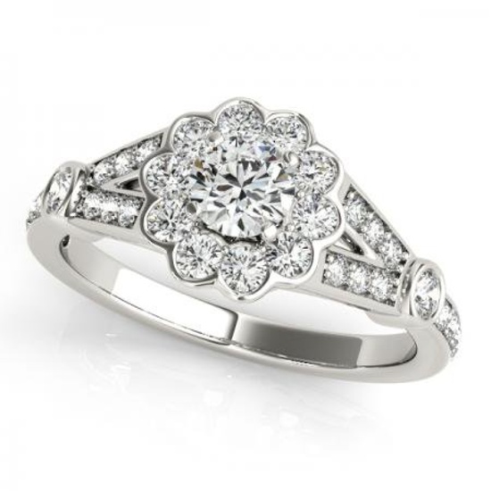 CERTIFIED PLATINUM 1.54 CT G-H/VS-SI1 DIAMOND HALO ENGAGEMENT RING