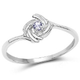 0.05 Carat Genuine Tanzanite .925 Sterling Silver Ring