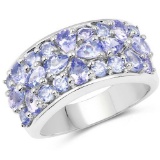 2.52 Carat Genuine Tanzanite .925 Sterling Silver Ring