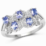 0.85 Carat Genuine Tanzanite .925 Sterling Silver Ring