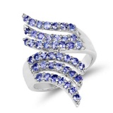 1.54 Carat Genuine Tanzanite .925 Sterling Silver Ring