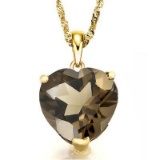 0.5 CARAT TW (1 PCS) SMOKEY TOPAZ 10K SOLID YELLOW GOLD PENDANT