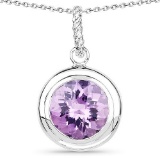 8.00 Carat Genuine Amethyst .925 Sterling Silver Pendant