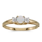 Certified 14k Yellow Gold Round Opal And Diamond Ring 0.1 CTW