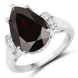 5.65 Carat Genuine Garnet and White Topaz .925 Sterling Silver Ring