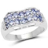 1.12 Carat Genuine Tanzanite .925 Sterling Silver Ring