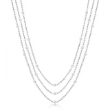 Three-Strand Diamond Station Necklace in 14k White Gold (1.40ct)