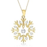 Snowflake Shaped Diamond Pendant Necklace 14k Yellow Gold (0.20ct)