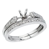 Certified 14K White Gold Bridal Ring Set 0.23 CTW