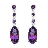 9.63 Carat Genuine Amethyst .925 Streling Silver Earrings